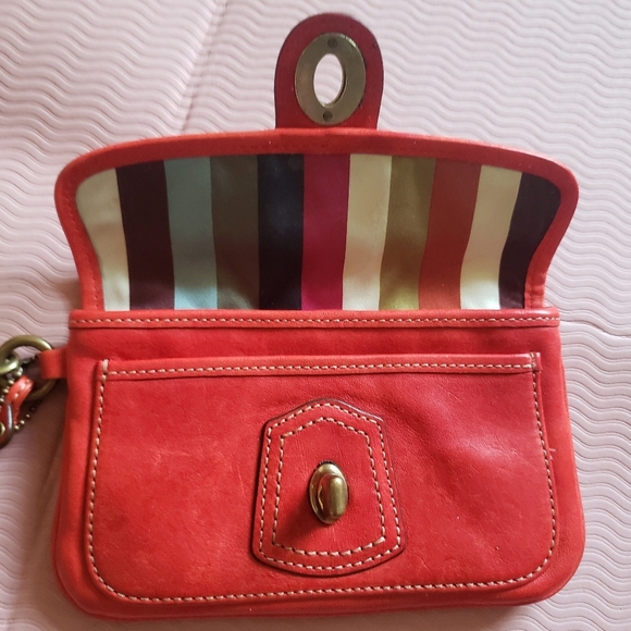 Coach Y2K 65th Anniversary Striped Legacy Lining Gigi Wristlet w Turnlock  Red - Picture 3 of 16